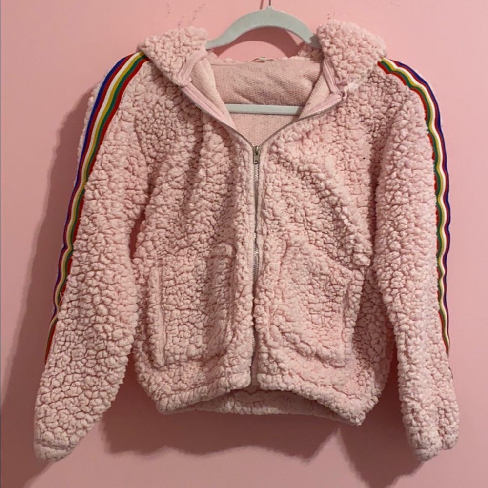 Pink fluffy zip up